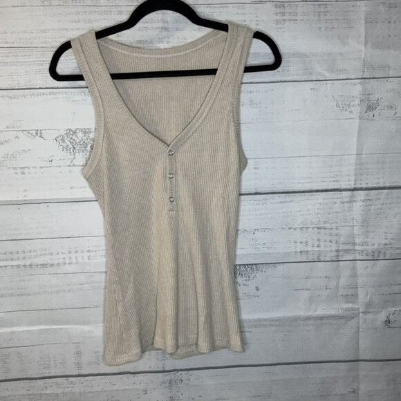 NWOT Khaki Ribbed Tank Top - Picture 5 of 7